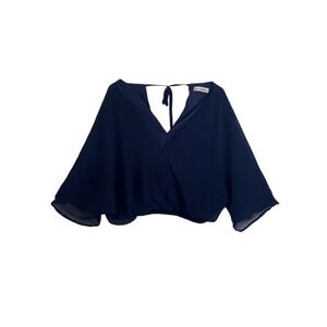 LUVAMIA coastal neutral Elegant Fairy Navy mesh top size XL